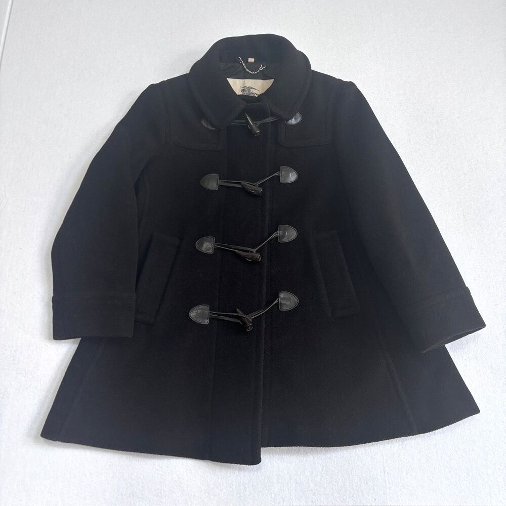 Burberry London 100% Wool Toggle Coat Jacket Women's 8 Black Preppy England